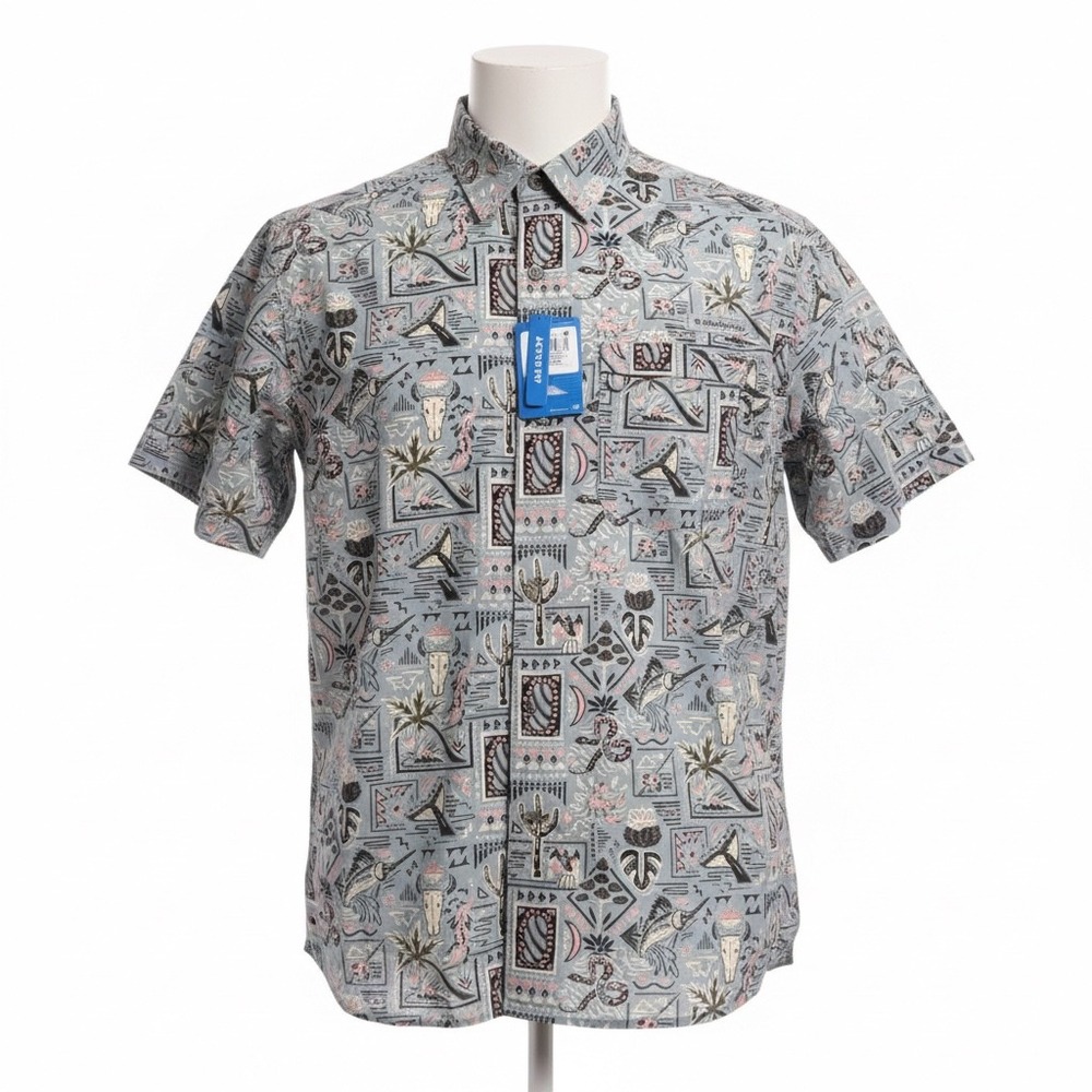 Columbia PFG Wild Cast Camp Shirt Men XXL Gray Fish Button‎ Short Sleeve Fishing